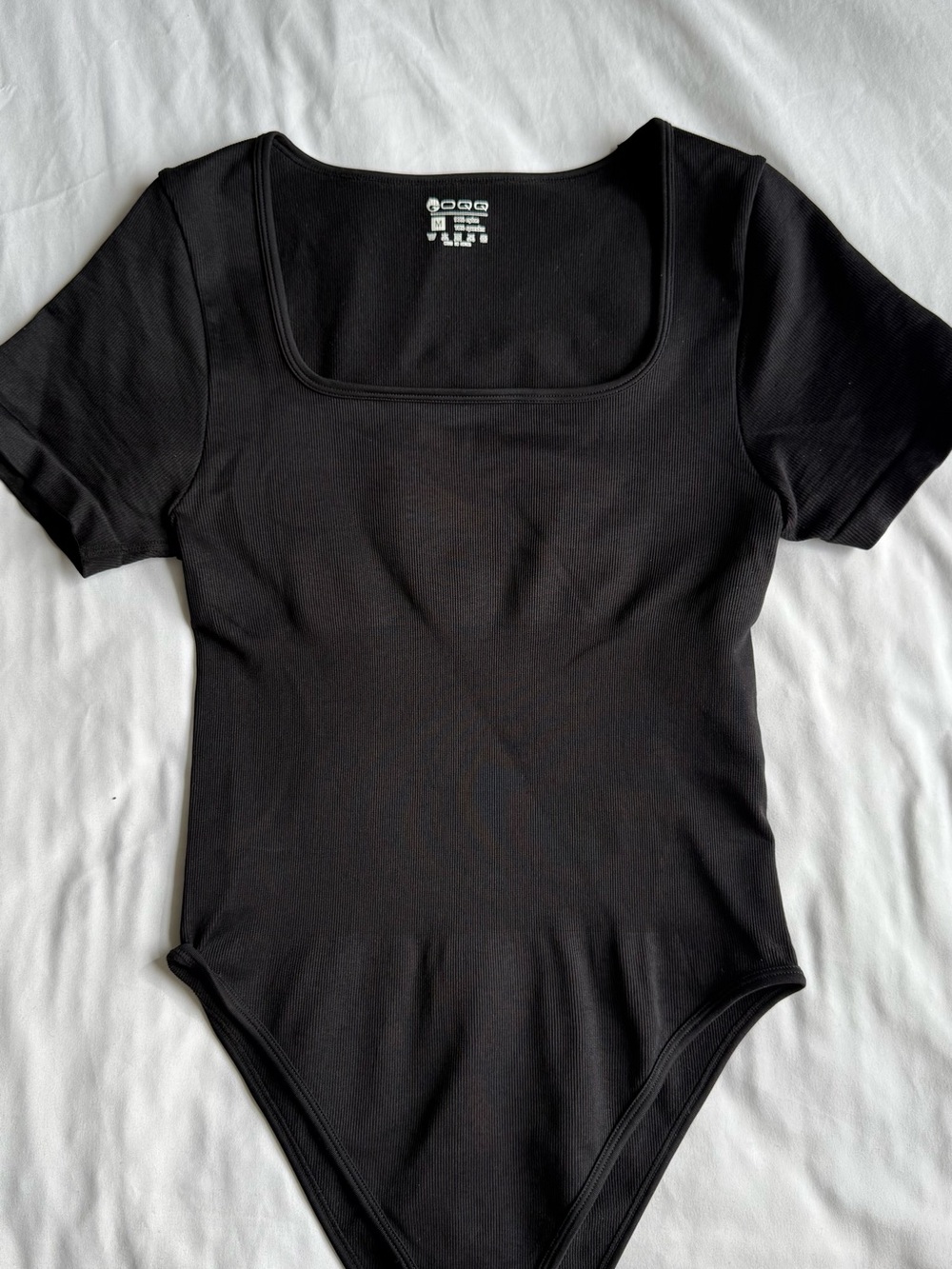 Black Sculpting Square-Neck Short Sleeve Bodysuit -